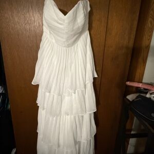 White strapless long dress